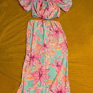 Lilly Pulitzer Pink and Green Floral Set